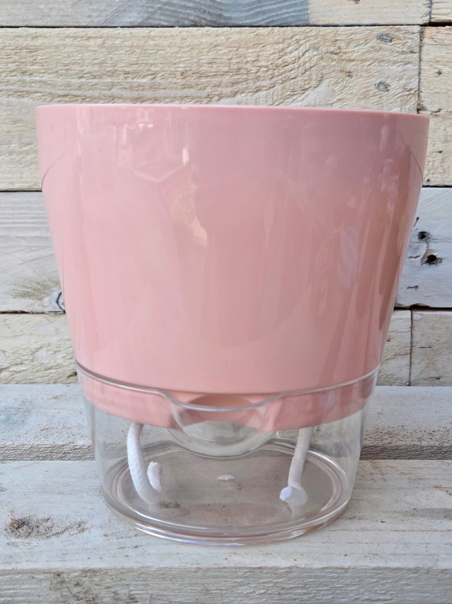 Pink Self-Watering Plant Pot – Clear Base 15cm x 15.5cm